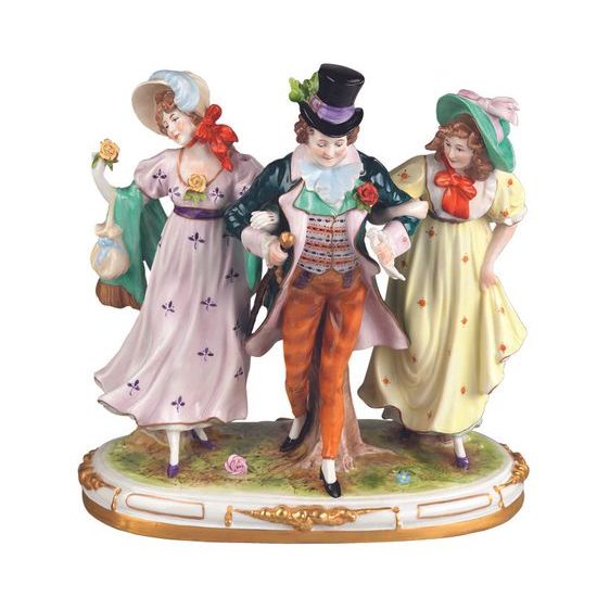 Štastný Biedermeier 19 x 11 x 20 cm, Zeh Felix, Porcelánová manufaktura Scheibe-Alsbach