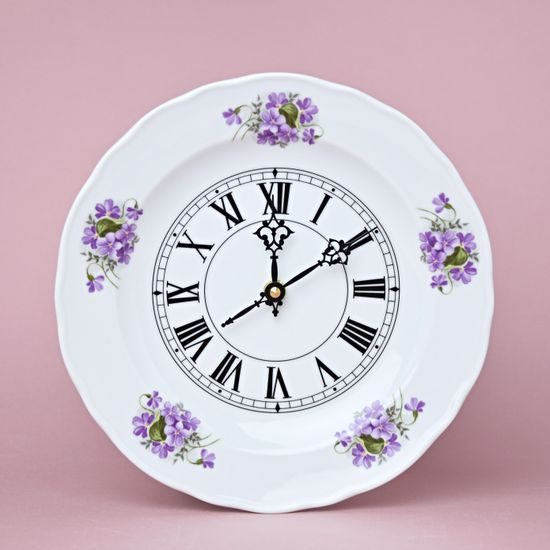 Wall Clock 24 cm with clockwork, Violet, Český porcelán a.s.