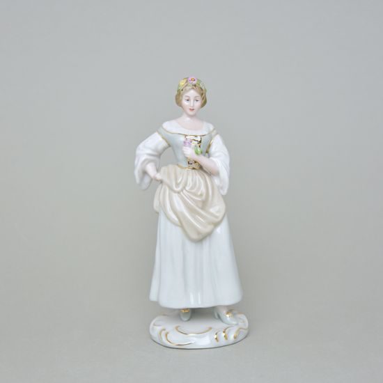 Lady With A Flower, 7 x 8 x 19 cm, Luxor I, Porcelain Figures Duchcov