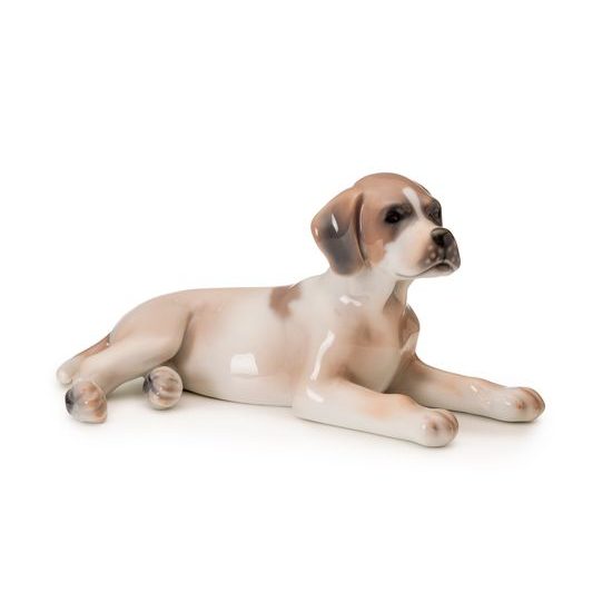 Dog - Pointer laying 16,5 x 8 cm, Royal Copenhagen porcelain figurines