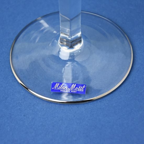 Sklenice na víno 200 ml, platinový pásek - lept, 20 cm, set 2 ks, Milan Mottl