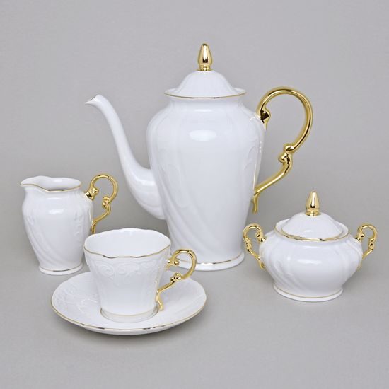 Kávová sada pro 6 osob s podnosem, Ela zlato, Leander Loučky