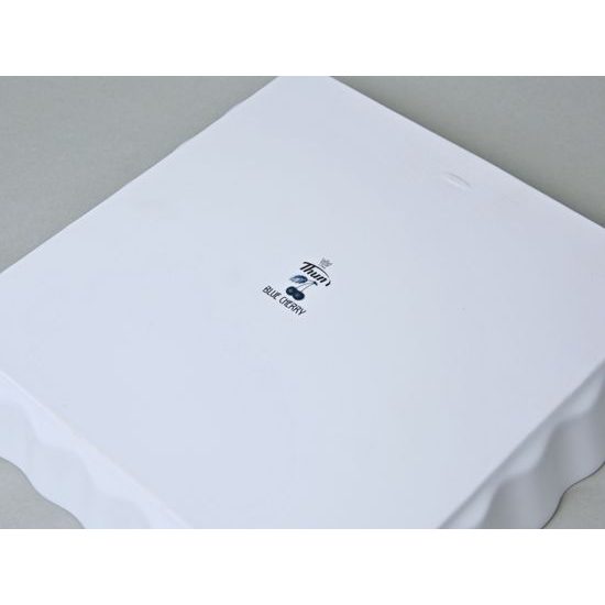Baking Dish Square 24 x 24 x 24 cm, Thun 1794, Carlsbad porcelain, BLUE CHERRY