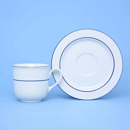 Cup 200 ml Jana + saucer 150 mm, Thun 1794, karlovarský porcelán, blue stripes