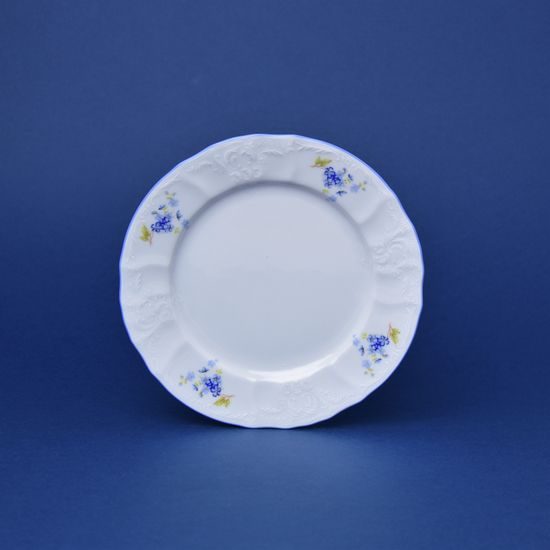 Plate dessert 19 cm, Thun 1794 Carlsbad porcelain, BERNADOTTE Forget-me-not-flower