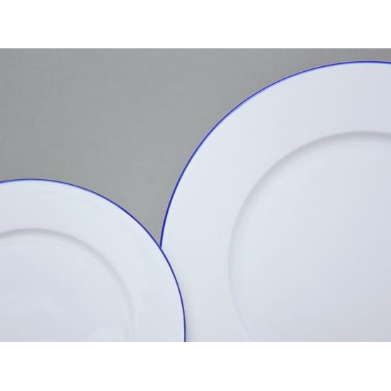 Talířová sada Ella pro 6 osob s objemným hlubokým talířem, Modrý proužek, Thun 1794, karlovarský porcelán