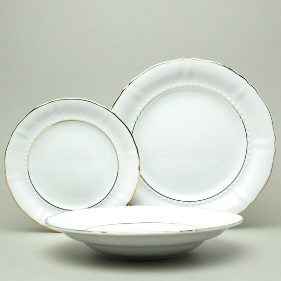 Plate set for 6 pers., Sonáta, golden lines, Leander Loučky