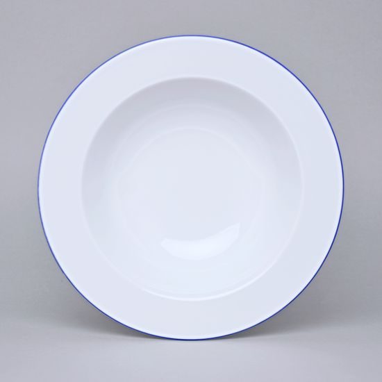 Plate deep 22 cm (450 ml), ELLA blue stripes, Thun 1794, karlovarský porcelán
