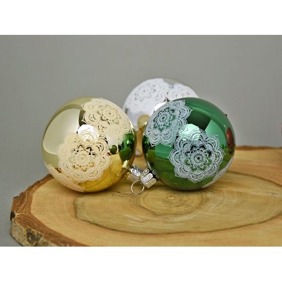12-piece Set of Christmas Tree Decoration Balls, 6 cm, Czech glass