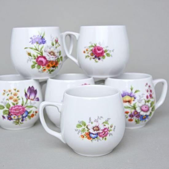 Hrnek Baňák 0,3 l, 6 ks., pestré květy, Český porcelán a.s.