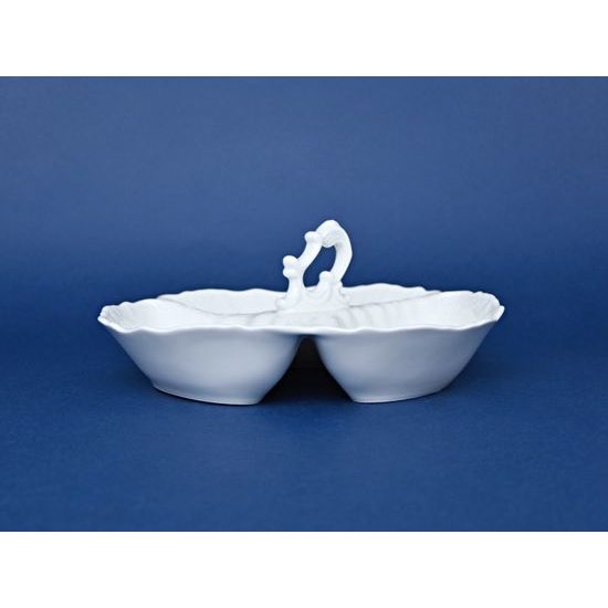 Bowl cabaret 23 cm with handle, Thun 1794 Carlsbad porcelain, BERNADOTTE white