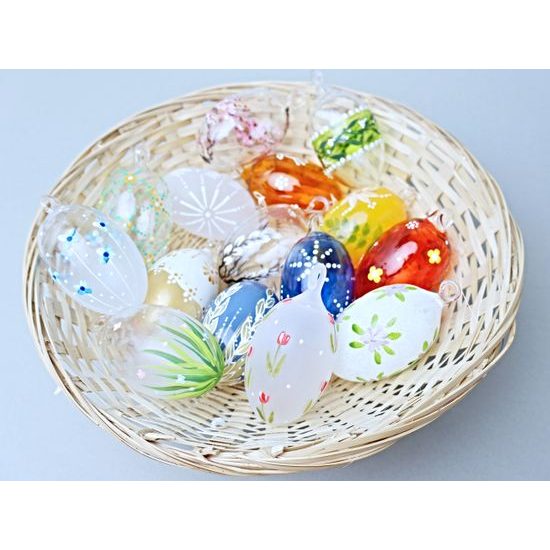 Závěsné velikonoční vajíčko - foukané, malované, 7 cm, (náhodný výběr dekoru)