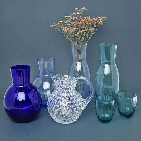 Křišťálová karafa / váza 1350 ml, Light Blue - Tethys, Sklárna Květná 1794