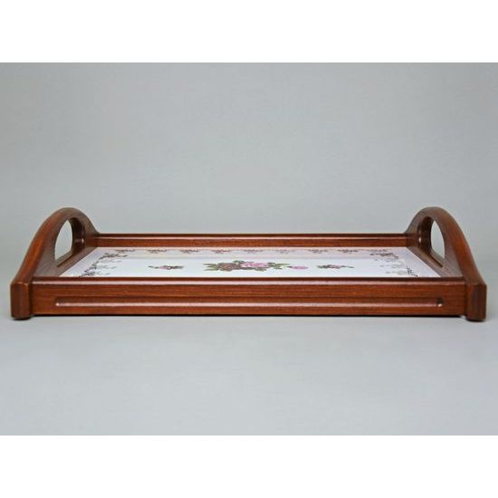 Cooking mat in wooden frame 39 x 29 cm, Cecily roses, Carlsbad porcelain