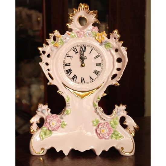 Clock 32 cm, Secese, Rose China