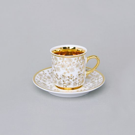 Šálek 100 ml mocca a podšálek 11,5 cm Sabina, vnitřní zlacení, bílý, Leander Loučky