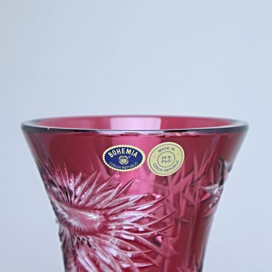 Křišťálová váza broušená, dekor bodlák RUBÍN, 285 mm, Crystalite BOHEMIA