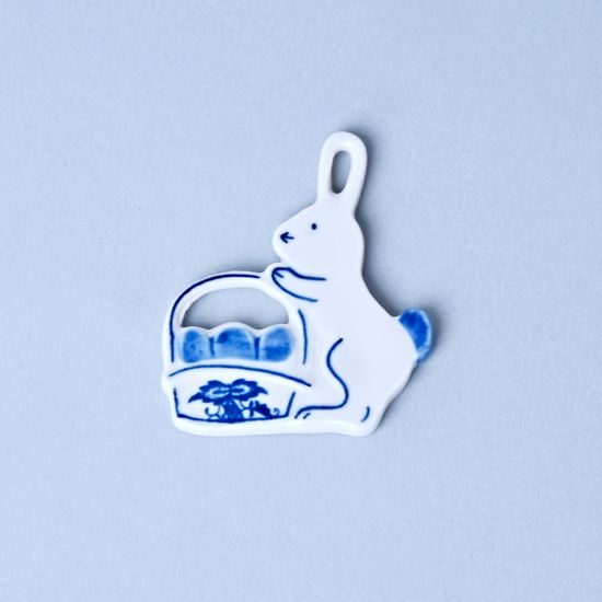 Easter decoration - Hen with basket - 5,6 x 4,9 cm, Original Blue Onion Pattern