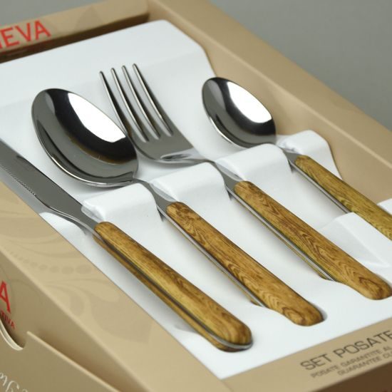 Sada příborů 24 dílná, BISTROT dřevěná textura, NEVA