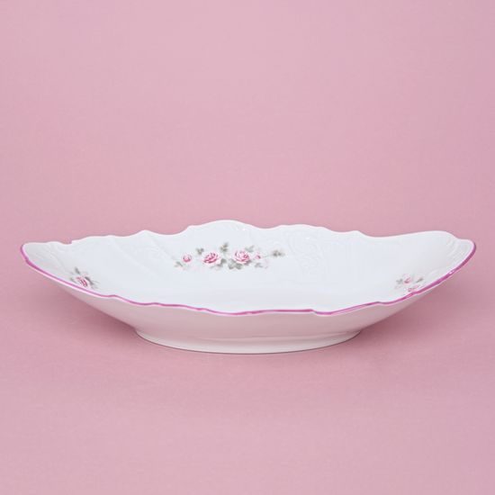 Pink line: Bread basket 34 cm, Thun 1794 Carlsbad porcelain, BERNADOTTE roses