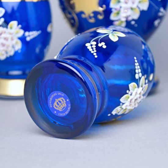 Wine set JANA 7 pcs. BLUE, enamel + gold, Novoborské sklo