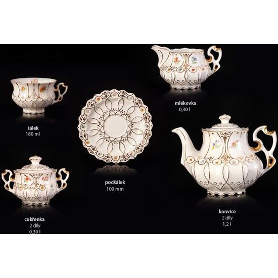 Tea set for 6 persons Elizabeth, Thun Studio, Luxury Porcelain