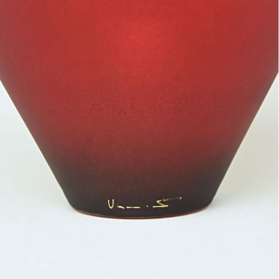 Studio Miracle: Vase Red, 22,5 cm, Hand-decorated by Vlasta Voborníková