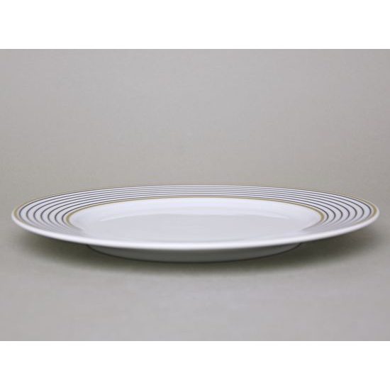 Dinner Plate 26 cm, ELLA Black-Gold Stripes, Thun 1794 Carlsbad Porcelain