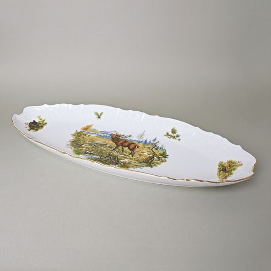 Dish oval for fish 52 cm, Thun 1794 Carlsbad porcelain, BERNADOTTE hunting