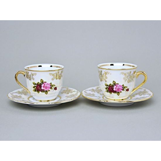 Cup 90 ml espresso + saucer 120 mm, 2 pcs. + gift box, Cecily roses, Carlsbad