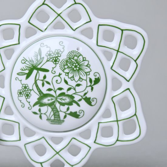 Vanoční ozdoba - vločka / hvězda 10,4 cm, zelený cibulák, Český porcelán a.s.