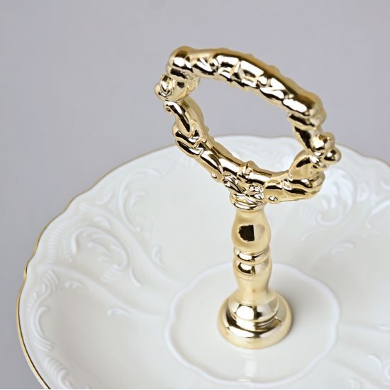 Etažer 3-díl. 34 cm, Thun 1794, karlovarský porcelán, BERNADOTTE ivory + zlato