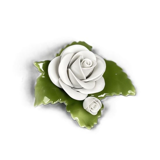 Růžička s malým poupátkem na stůl - bílá 7 x 7 x 4 cm, Porcelánové figurky Unterweissbacher
