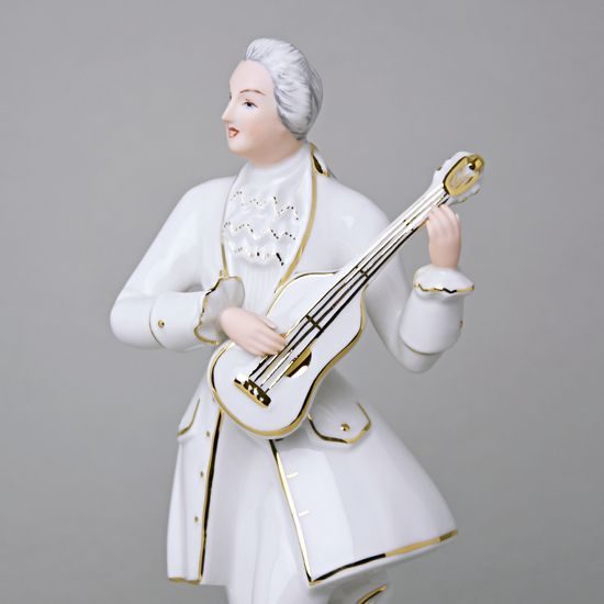Pán rokoko 11,5 x 9 x 22 cm, Bílá + zlato, Porcelánové figurky Duchcov