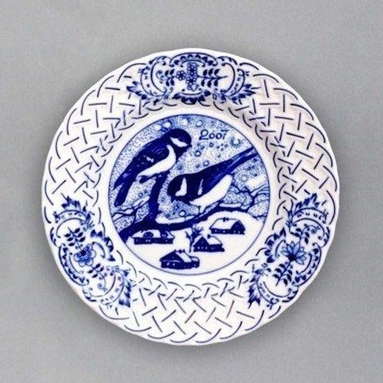 Vánoční / výroční talíř 2007 závěsný 18 cm, reliéfní, Cibulák, originální z Dubí