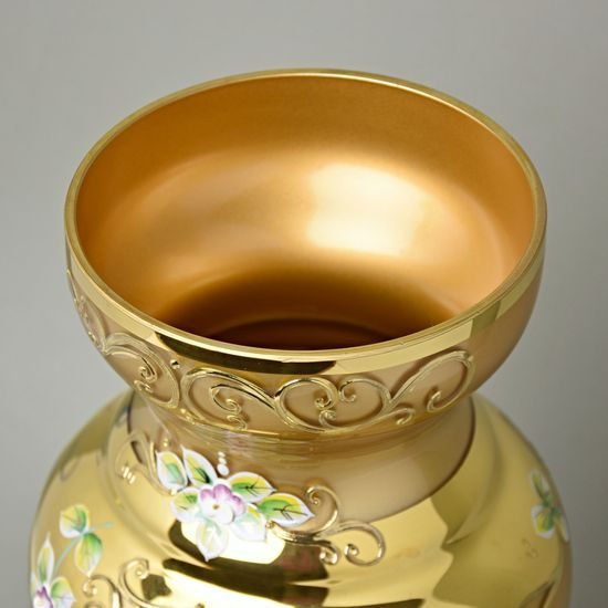 Vase 35 cm, GOLD glass, gold + enamel, Nový Bor glass