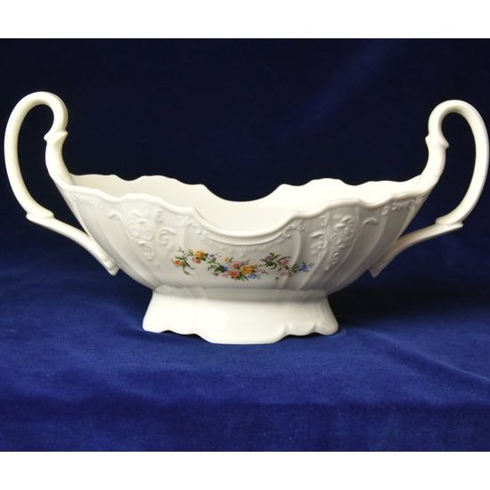 Fruit bowl with handles 36 cm, Thun 1794 Carlsbad porcelain, BERNADOTTE ivory + flowers