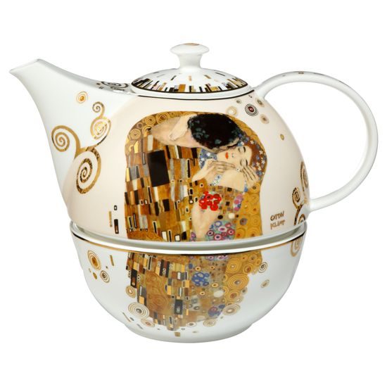 Tea pot with Warmer 1,2 l, porcelain, The Kiss, G. Klimt, Goebel