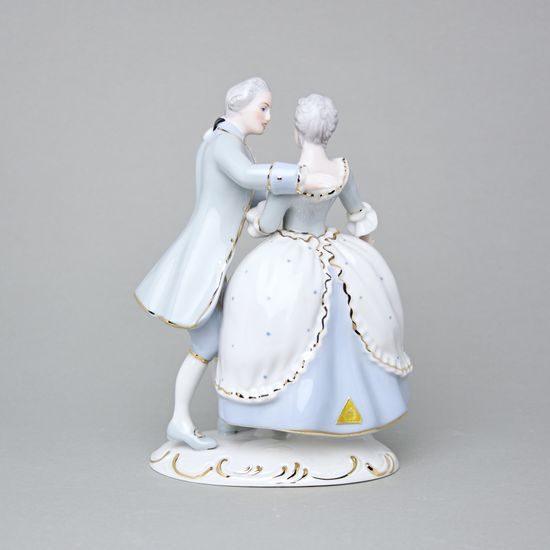 Pár rokoko 16 x 10,5 x 22 cm, Porcelánové figurky Duchcov