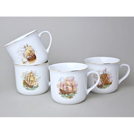 Mug Warmer 0,65 l, Historic sailing ships + giold line, Český porcelán a.s.