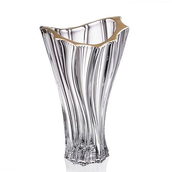 Křišťálová váza Plantica, 32 cm, Zlatá linka, Aurum Crystal