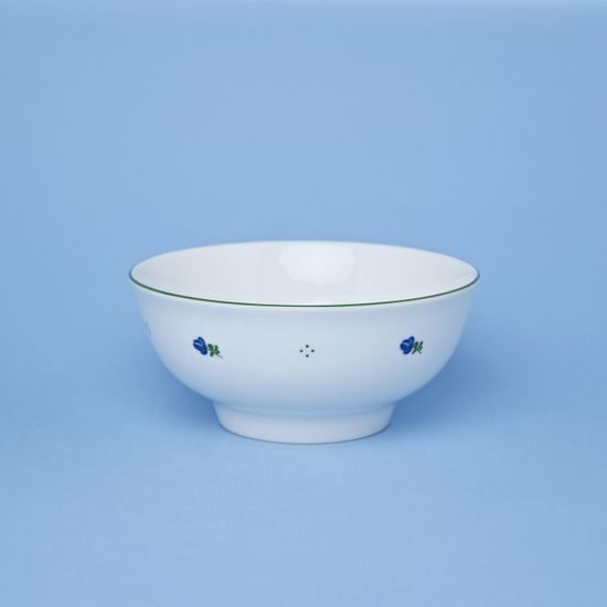 Bowl 16 cm smooth footed, Verona blue flowers + green, G. Benedikt 1882