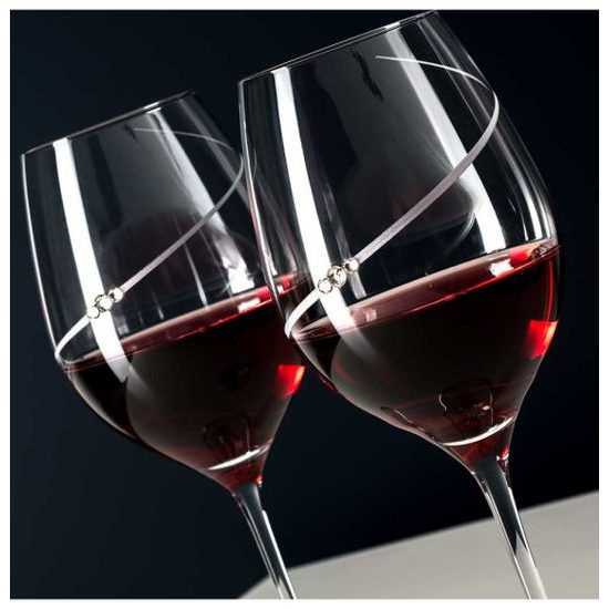 Silhouette - Set of 2 red wine glasses, 470 ml, Swarovski Crystals, DIAMANTE