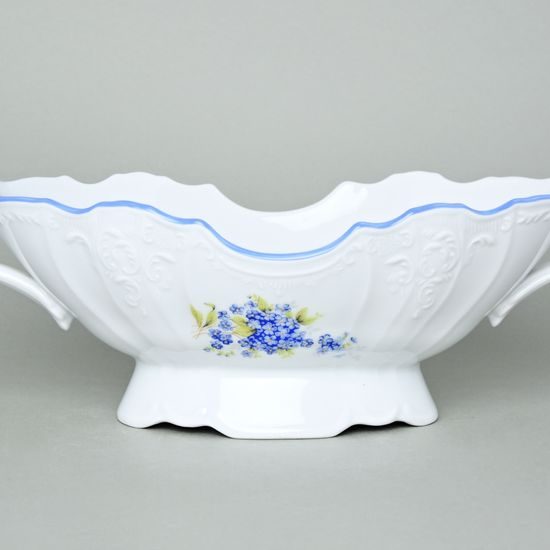 Fruit bowl with handles 36 cm, Thun 1794 Carlsbad porcelain, BERNADOTTE Forget-me-not-flower