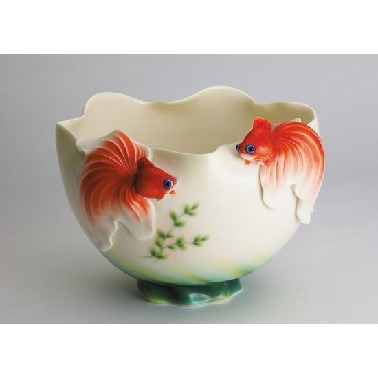 Goldfish design sculptured porcelain ornamental table bowl 29 cm, FRANZ Porcelain