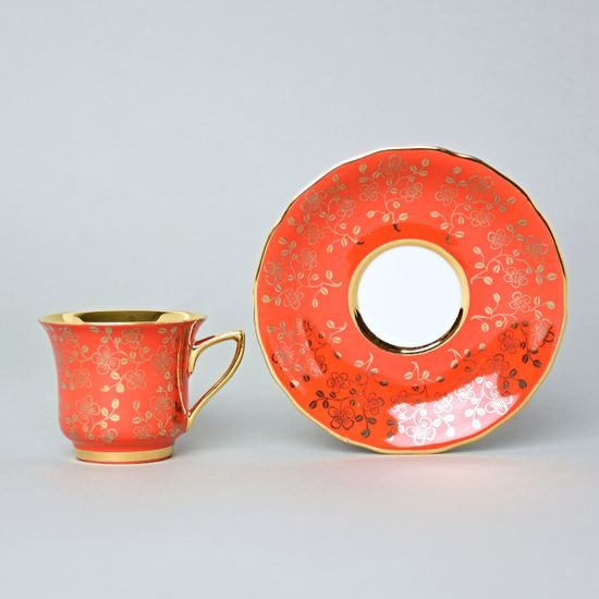 Šálek 80 ml a podšálek mokka Windsor, Oranžová, Leander 1907 Loučky