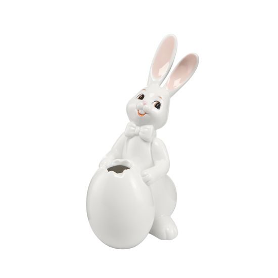 Figurka bílého zajíčka s vázičkou 7,5 / 11,5 / 16 cm, porcelán, Goebel