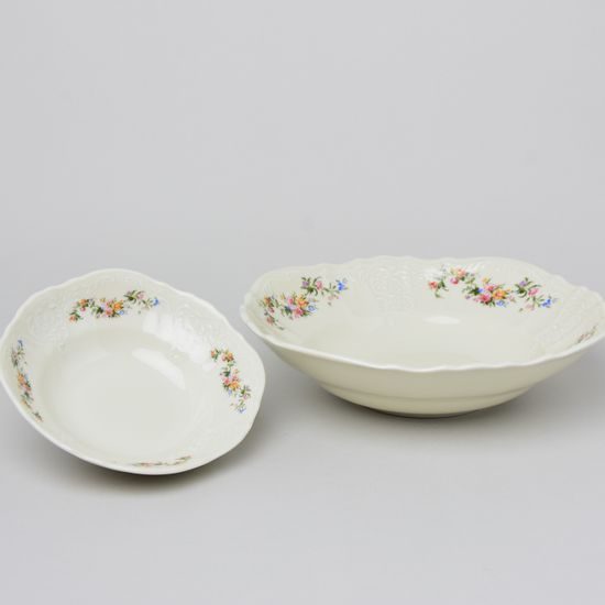 Kompotová sada velká pro 6 osob, Thun 1794, karlovarský porcelán, BERNADOTTE ivory + kytičky