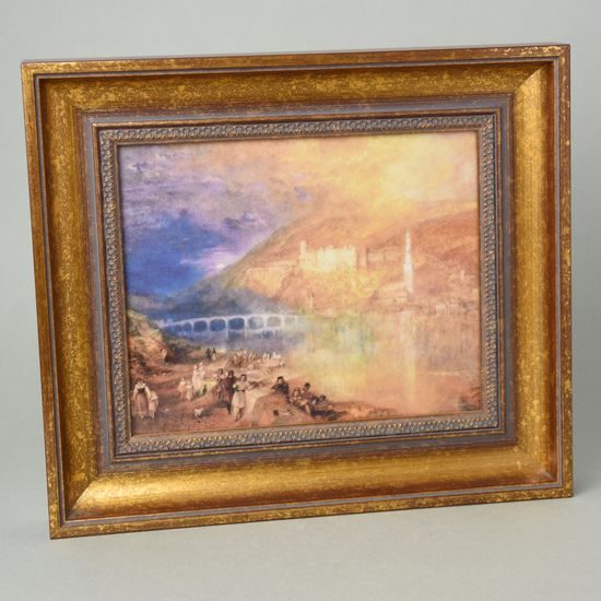 Obraz 35 x 31 cm, porcelán, Západ slunce nad Heidelbergem, William Turner, Seltmann - porcelánka Tettau