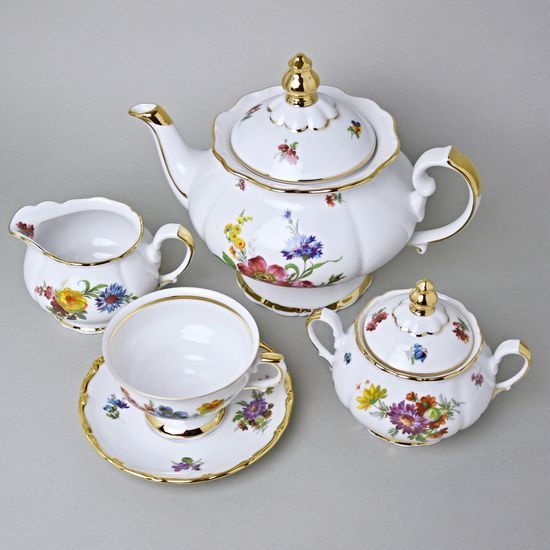 Čajová souprava pro 6 osob, Aristokrat, Queens Crown, Original Bohemia porcelain